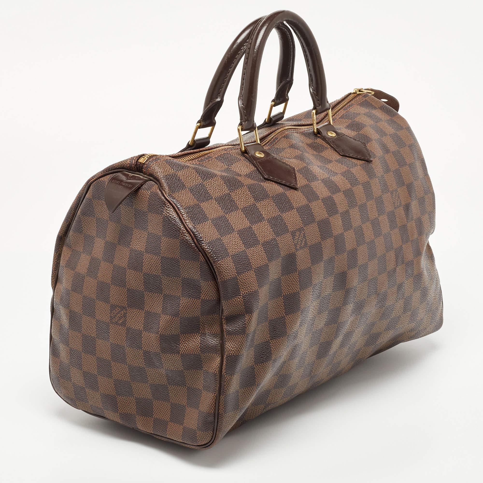 Louis Vuitton Damier Ebene Canvas Speedy 35 Bag For Sale 10