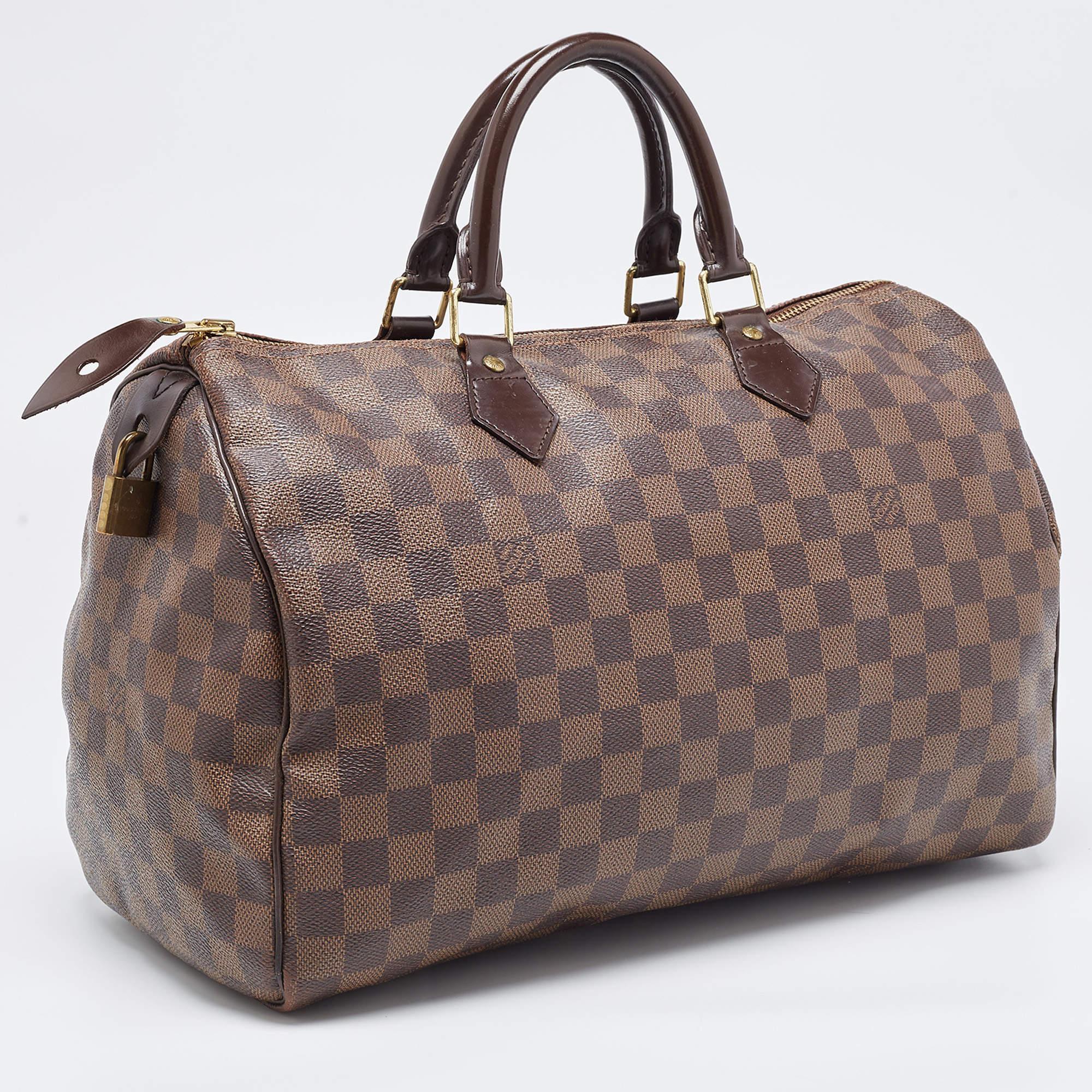 Louis Vuitton Damier Ebene Canvas Speedy 35 Bag In Good Condition In Dubai, Al Qouz 2