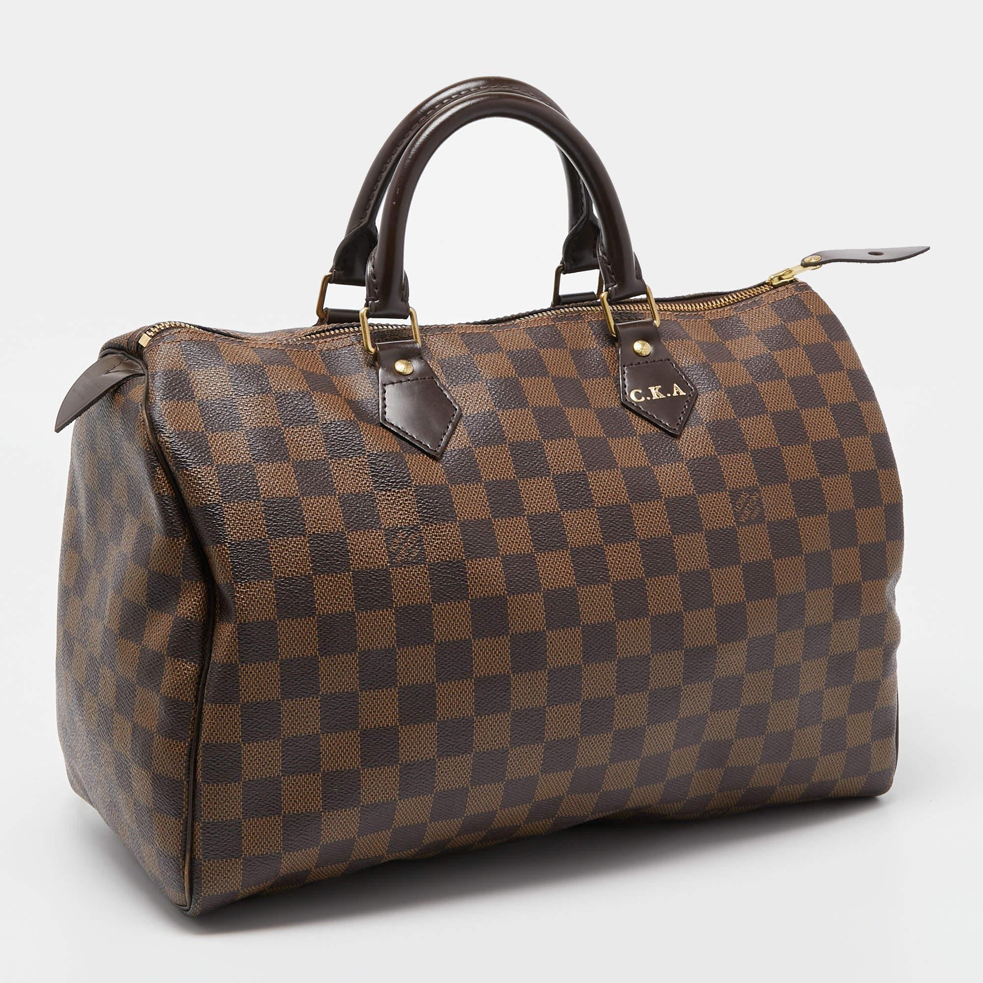 Women's Louis Vuitton Damier Ebene Canvas Speedy 35 Bag
