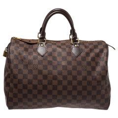 Louis Vuitton Damier Ebene Canvas Speedy 35 Bag Louis Vuitton