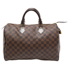 Used Louis Vuitton Damier Ebene Canvas Speedy 35 Bag