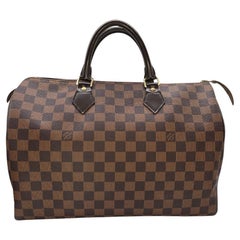 Louis Vuitton Damier Ebene Canvas Speedy 35 Satchel