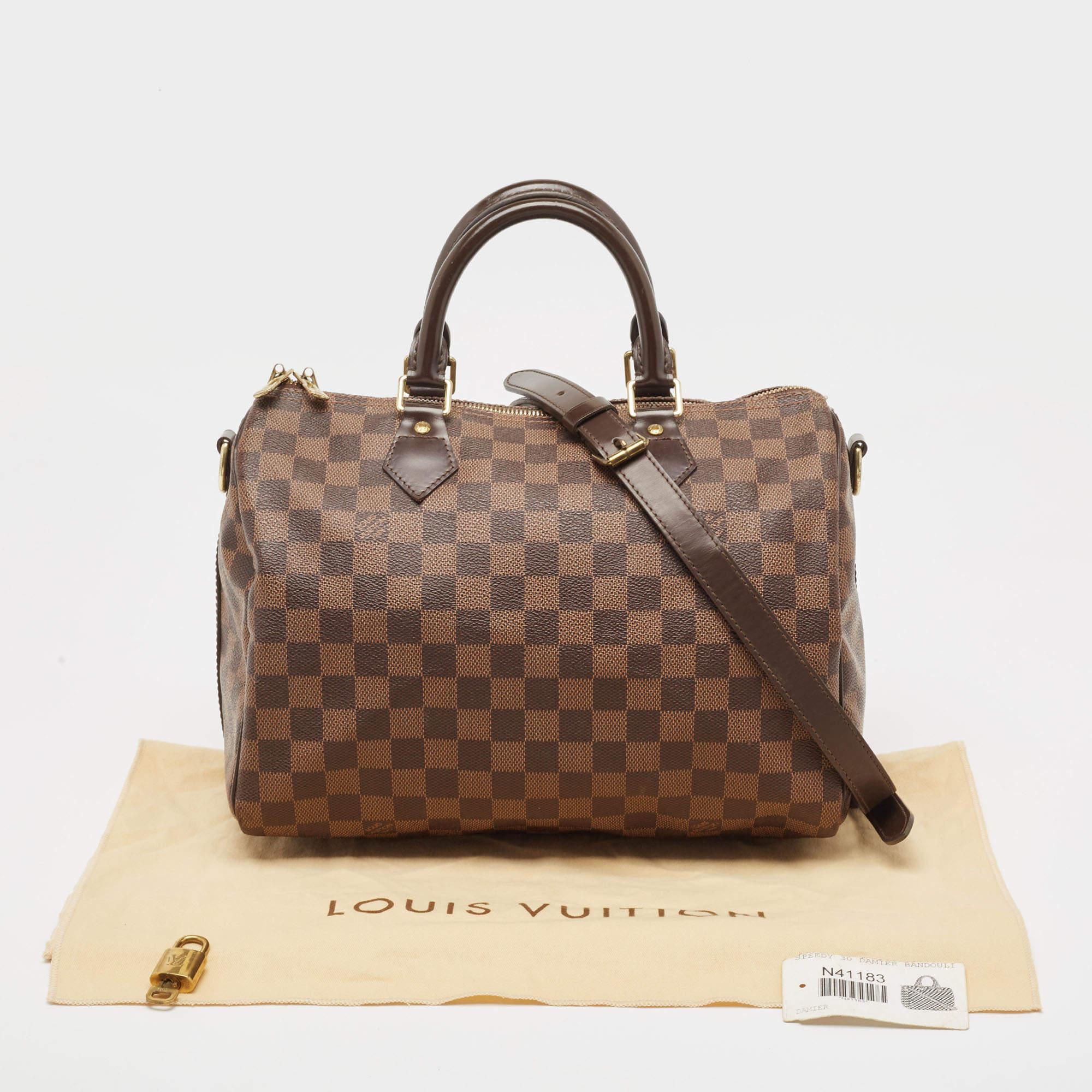 Louis Vuitton Damier Ebene Canvas Speedy Bandouliere 30 Bag In Good Condition In Dubai, Al Qouz 2