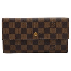 Used Louis Vuitton Damier Ebene Canvas Trifold Continental Wallet