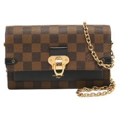 Louis Vuitton Damier Ebene Canvas Vavin Kette Brieftasche mit Kette