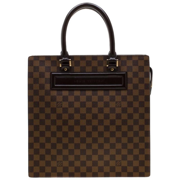 Louis Vuitton Brown Damier Ebene Venice Sac Plat Leather Cloth