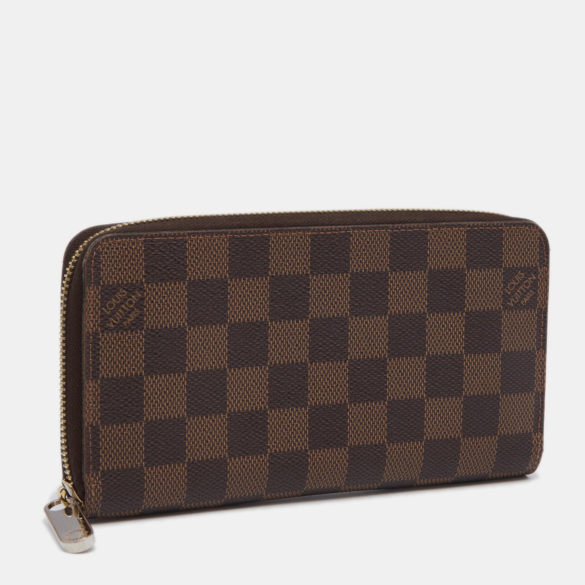 Black Louis Vuitton Damier Ebene Canvas Zippy Wallet