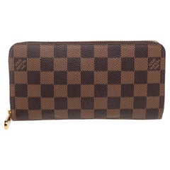 Date Code & Stamp] Louis Vuitton Damier Ebene Clemence Zippy Long Wallet