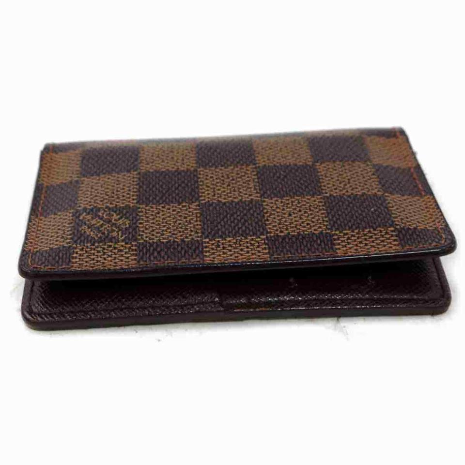 Women's Louis Vuitton Damier Ebene Card Case Organizer De Poche Wallet Holder 860362