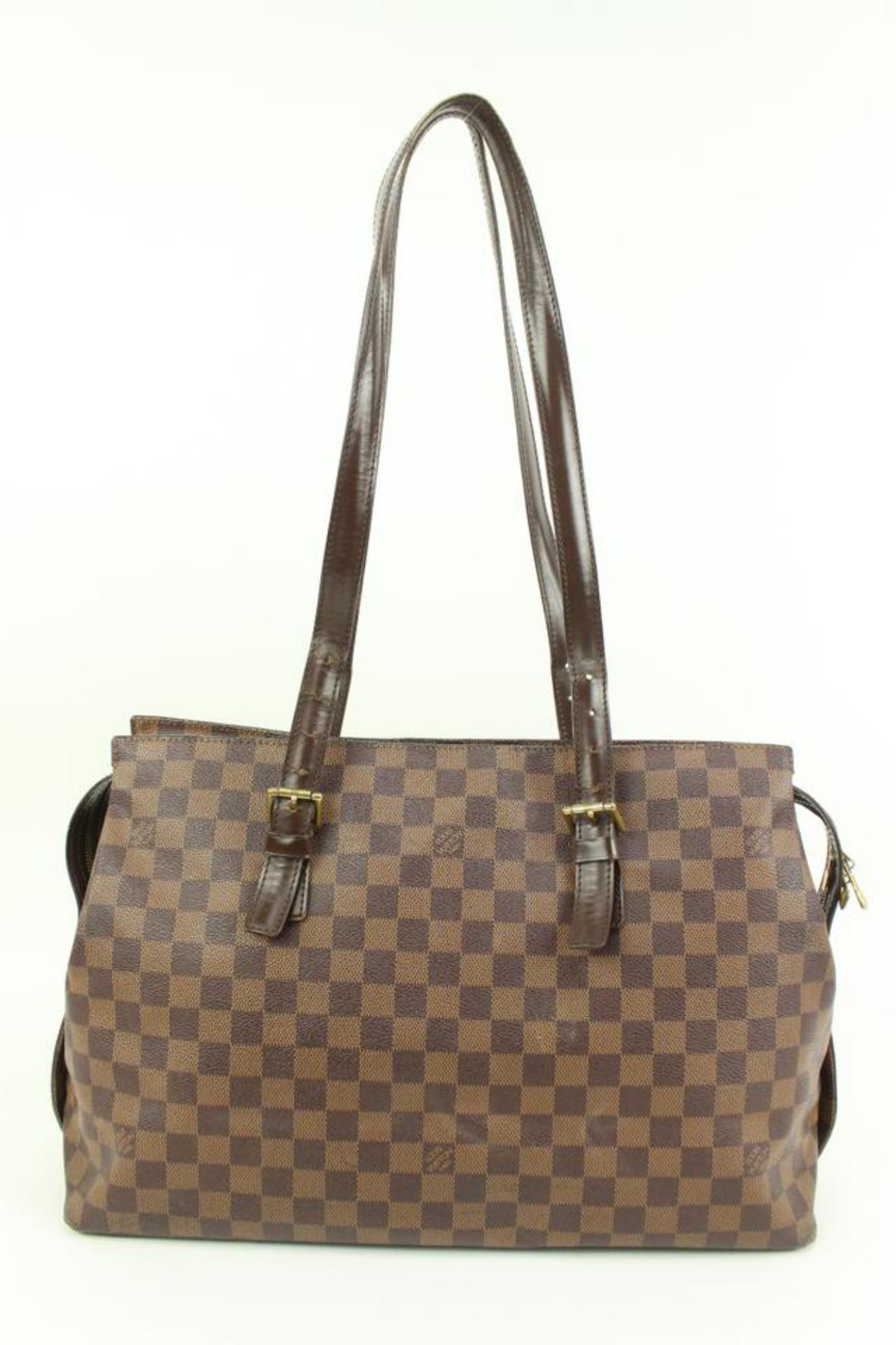 Louis Vuitton - Sac à bandoulière Chelsea damier ébène avec fermeture éclair 87lk328s en vente 2