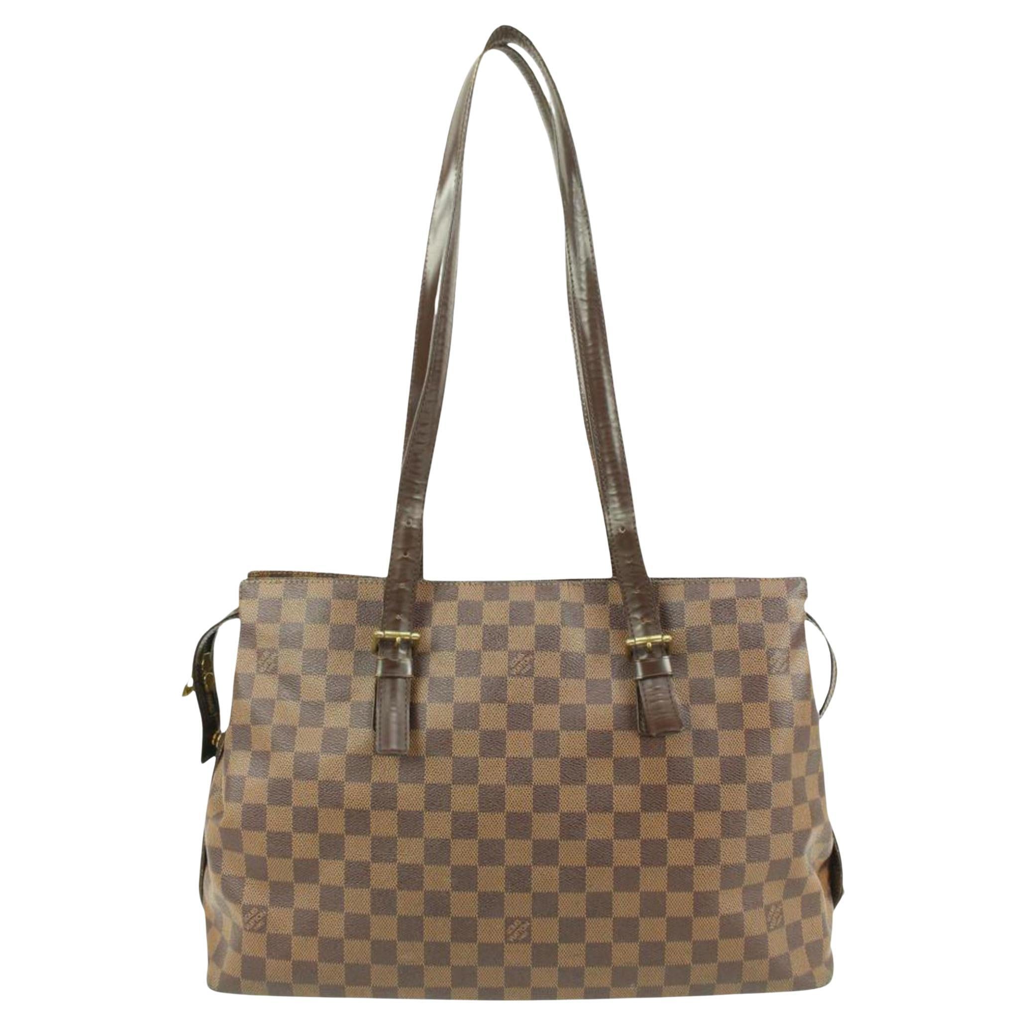 Louis Vuitton - Sac à bandoulière Chelsea damier ébène avec fermeture éclair 87lk328s en vente