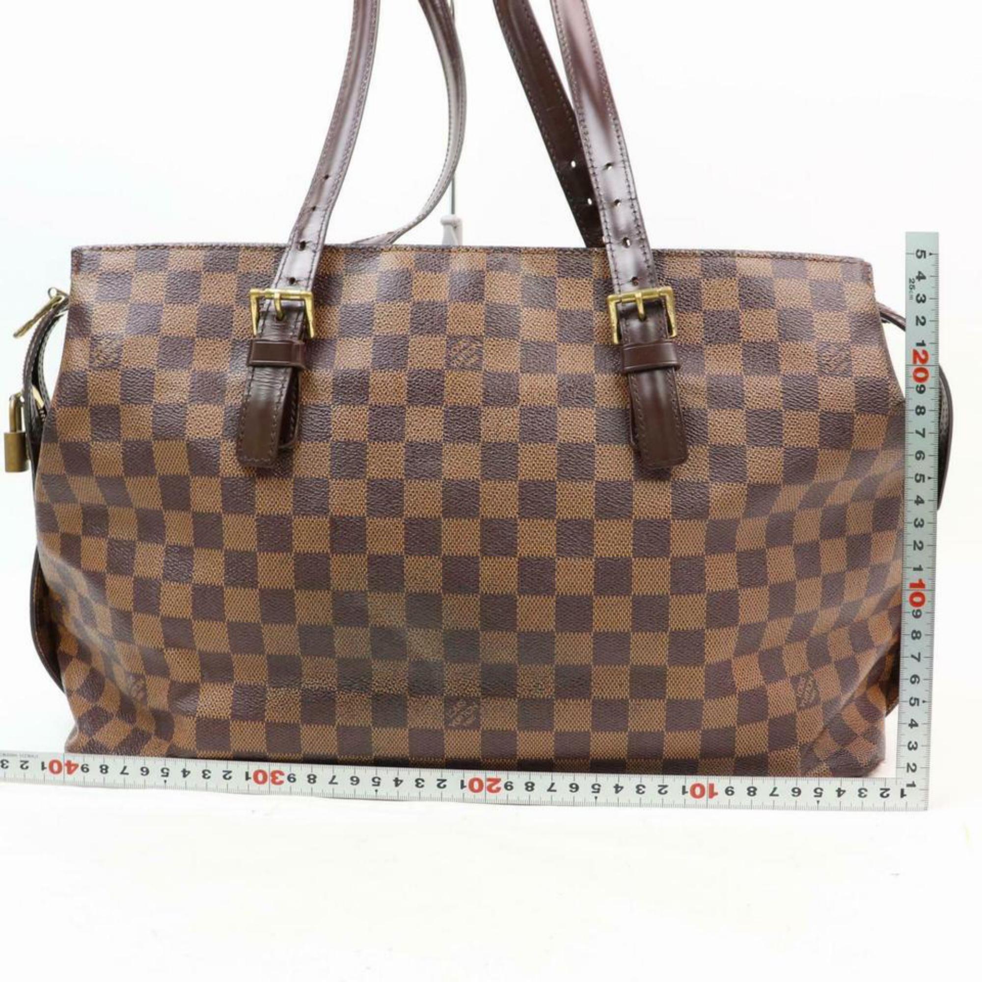 Louis Vuitton Damier Ebene Chlesea Zip 870300 Brown Coated Canvas Tote For Sale 2