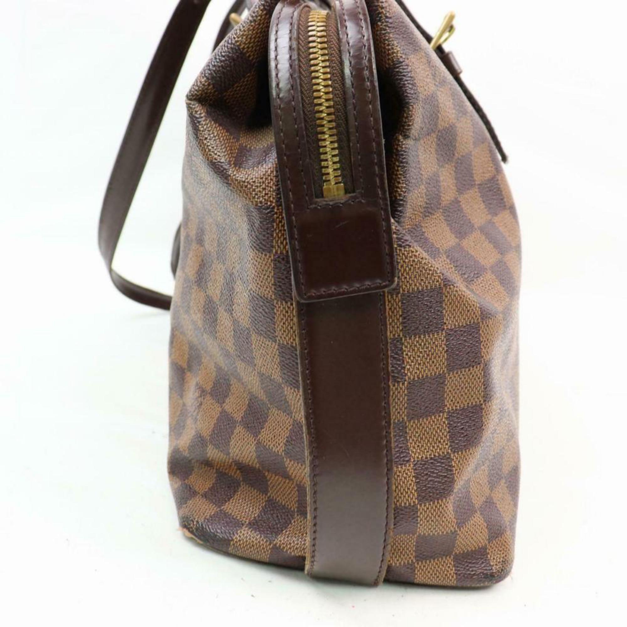 Louis Vuitton Damier Ebene Chlesea Zip 870300 Brown Coated Canvas Tote For Sale 4