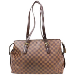Louis Vuitton Damier Ebene Chlesea Zip 870300 Brown Coated Canvas Tote