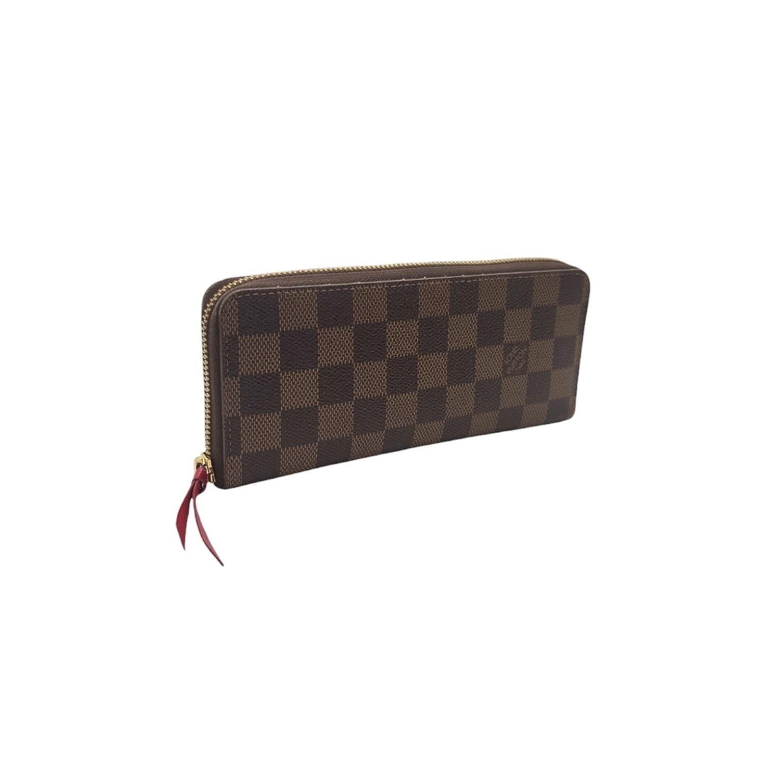 Black Louis Vuitton Damier Ebene Clemence Wallet Cherry For Sale