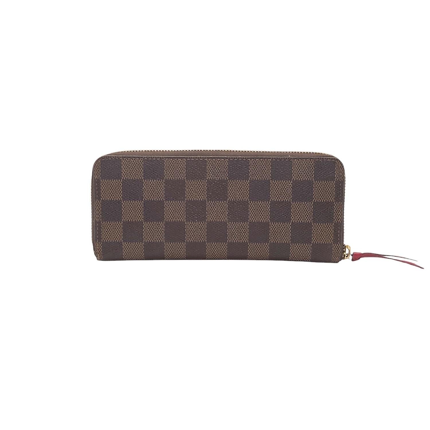 Louis Vuitton Damier Ebene Clemence Wallet Cherry In Good Condition For Sale In Scottsdale, AZ