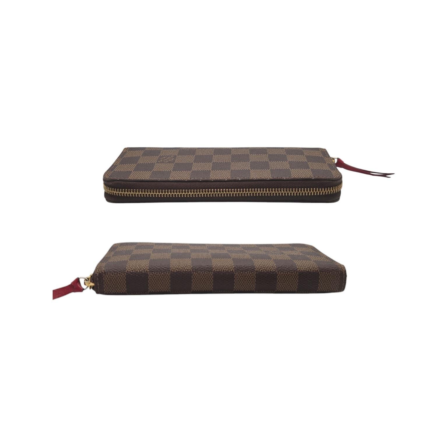 Louis Vuitton Damier Ebene Clemence Wallet Cherry For Sale 1