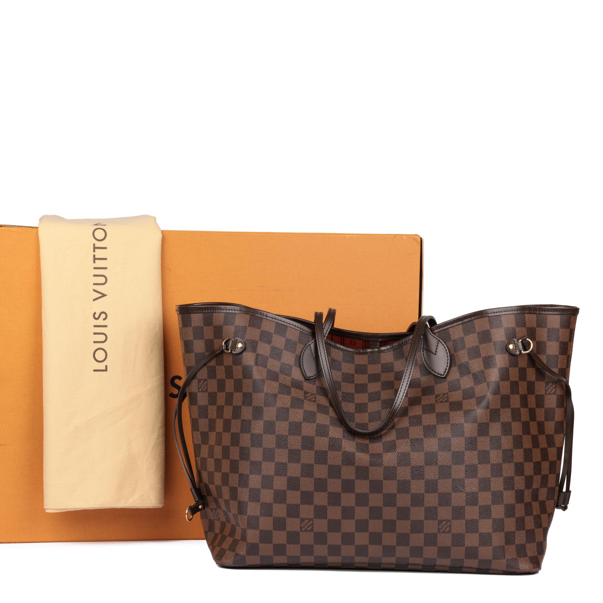 LOUIS VUITTON Damier Ebene Coated Canvas and Brown Calfskin Leather Neverfull GM 7