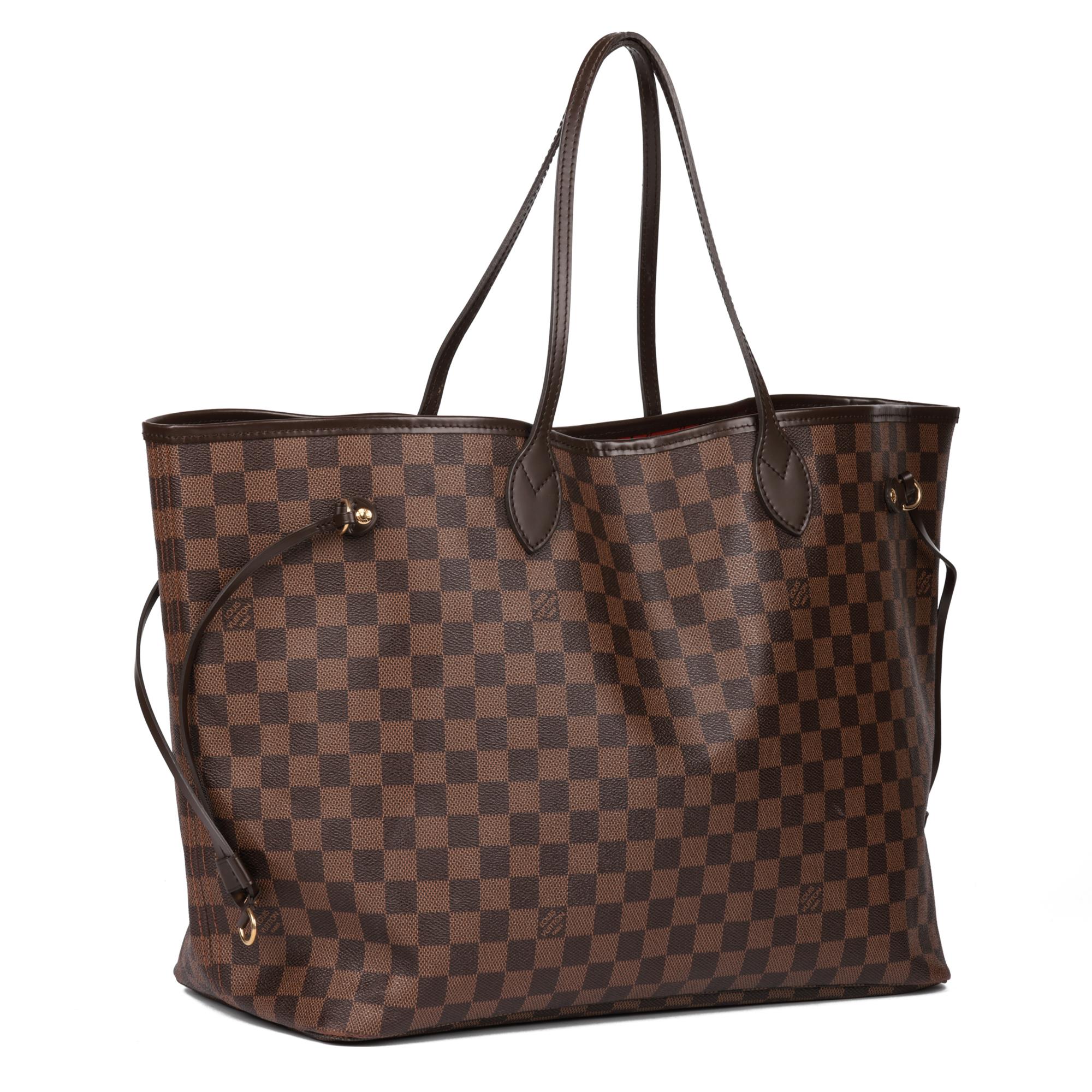 LOUIS VUITTON
Damier Ebene Coated Canvas and Brown Calfskin Leather Neverfull GM

Xupes Reference: HB5098
Serial Number: TJ 4123
Age (Circa): 2013
Accompanied By: Louis Vuitton Dust Bag, Box (The box has come apart on the sides but is still