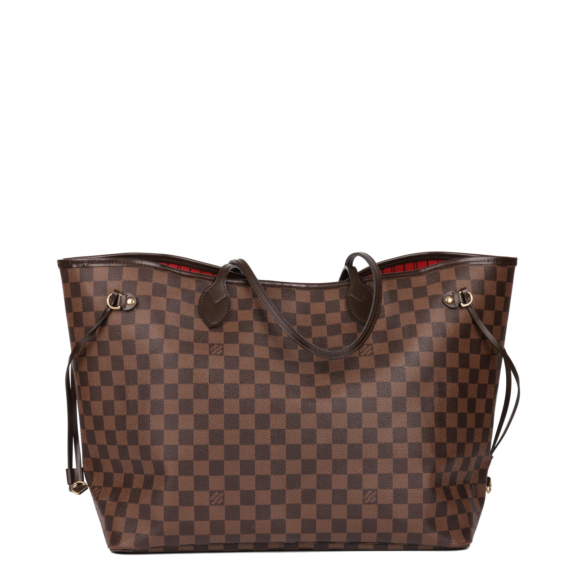 LOUIS VUITTON Damier Ebene Coated Canvas and Brown Calfskin Leather Neverfull GM 1