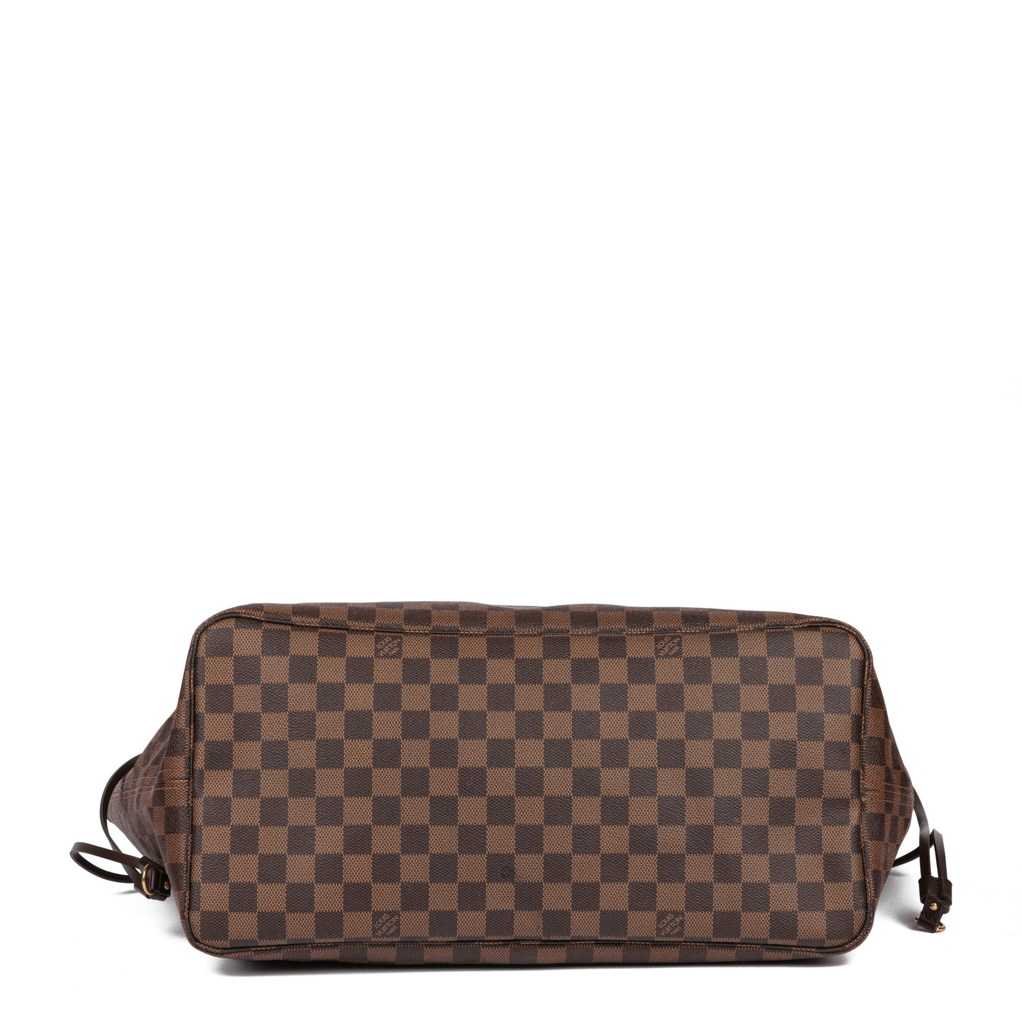 LOUIS VUITTON Damier Ebene Coated Canvas and Brown Calfskin Leather Neverfull GM 2