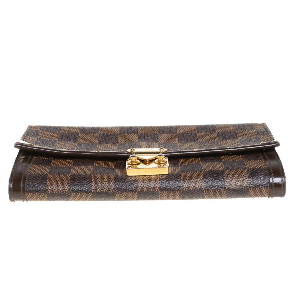 Brown Louis Vuitton Damier Ebene Coated Canvas And Leather Venice Wallet