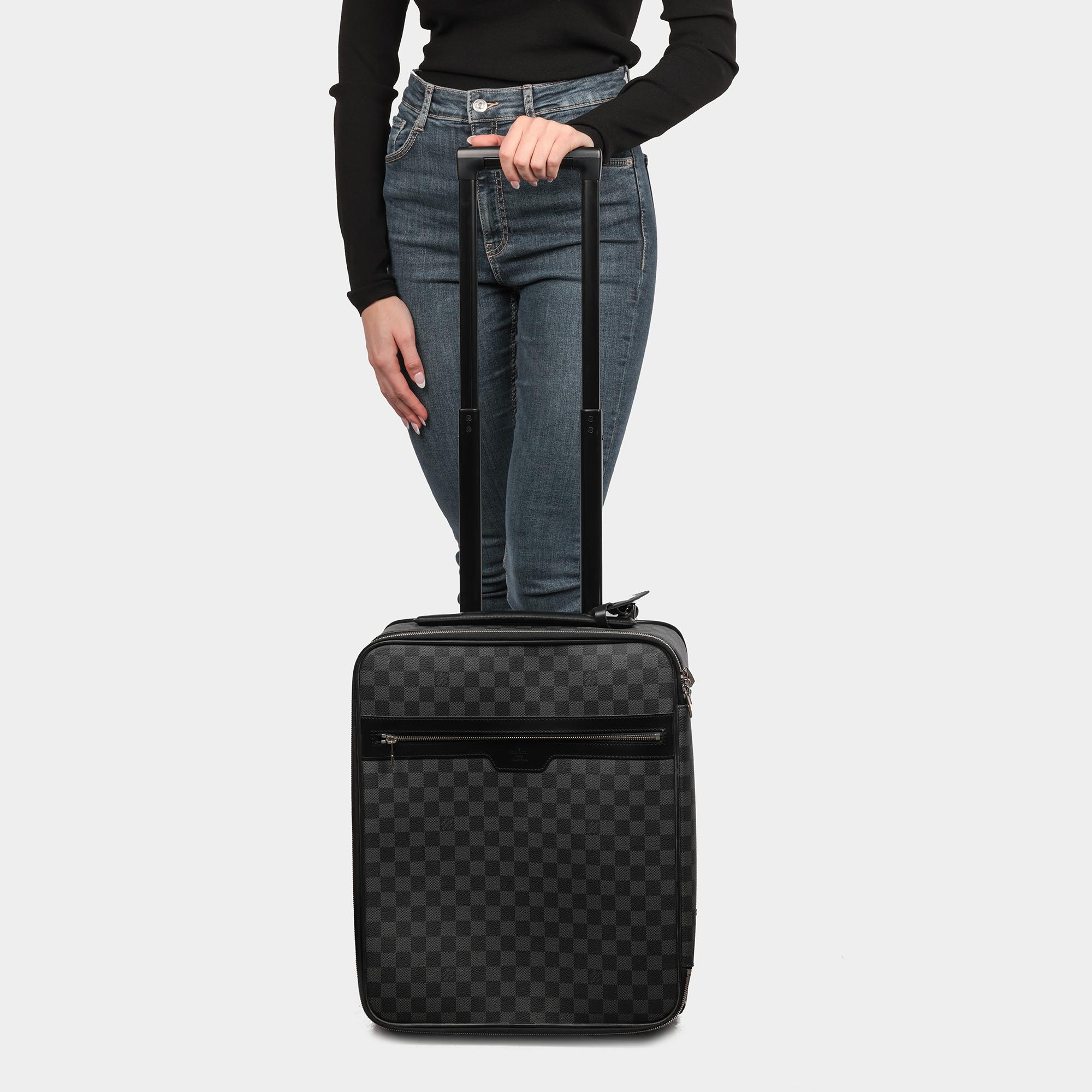 LOUIS VUITTON Damier Ebene Coated Canvas & Black Calfskin Leather Pegase 45 8