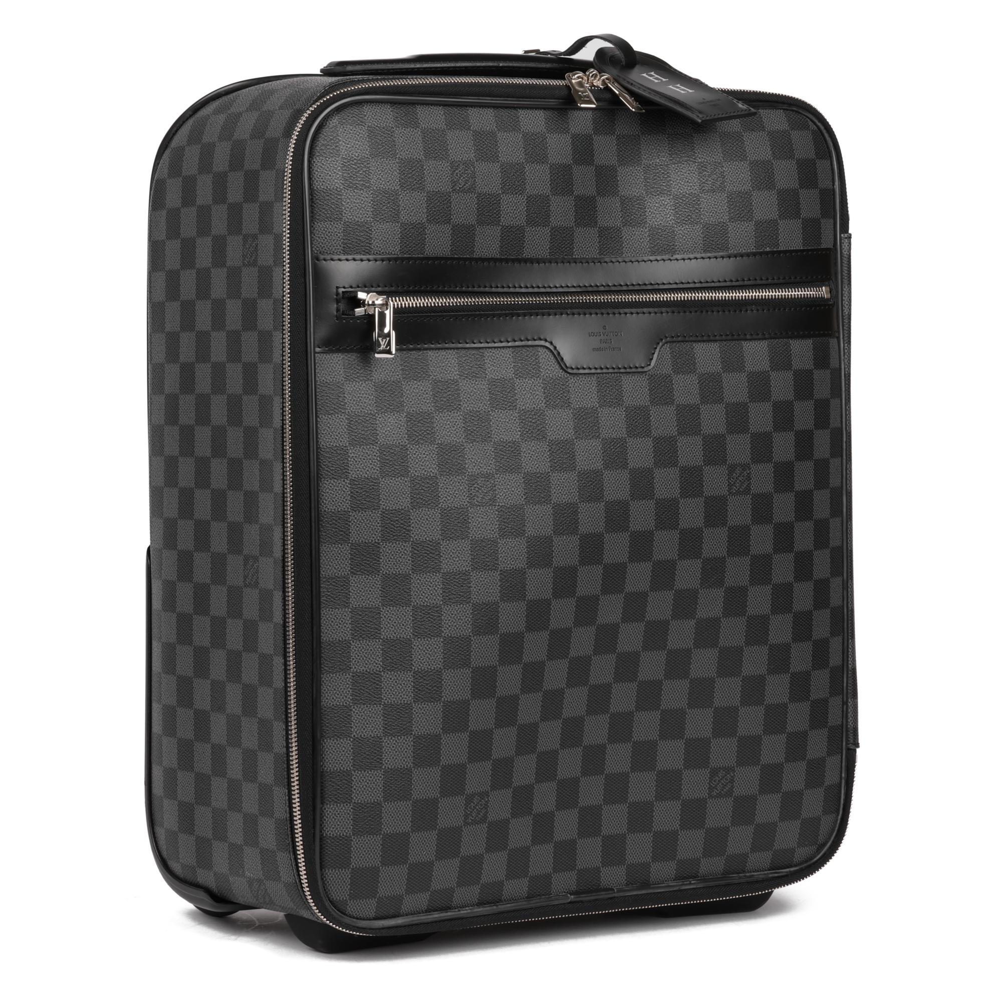 LOUIS VUITTON
Damier Ebene Coated Canvas & Black Calfskin Leather Pegase 45 

Xupes Reference: CB835
Serial Number: SP3143
Age (Circa): 2013
Accompanied By: Louis Vuitton Dust Bag, Padlock, Keys, Care Booklet, Personalised Luggage Tag
Authenticity