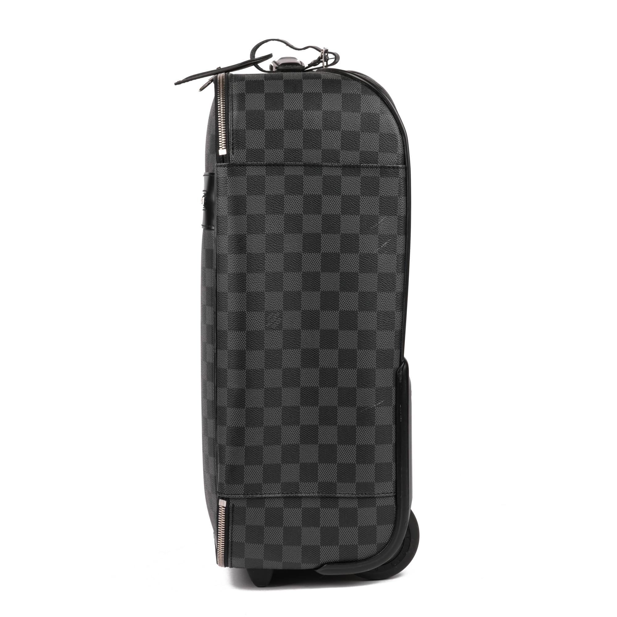Women's LOUIS VUITTON Damier Ebene Coated Canvas & Black Calfskin Leather Pegase 45