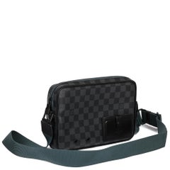 LOUIS VUITTON Damier Ebene Coated Canvas & Black CalfskinLeather Alpha Messenger