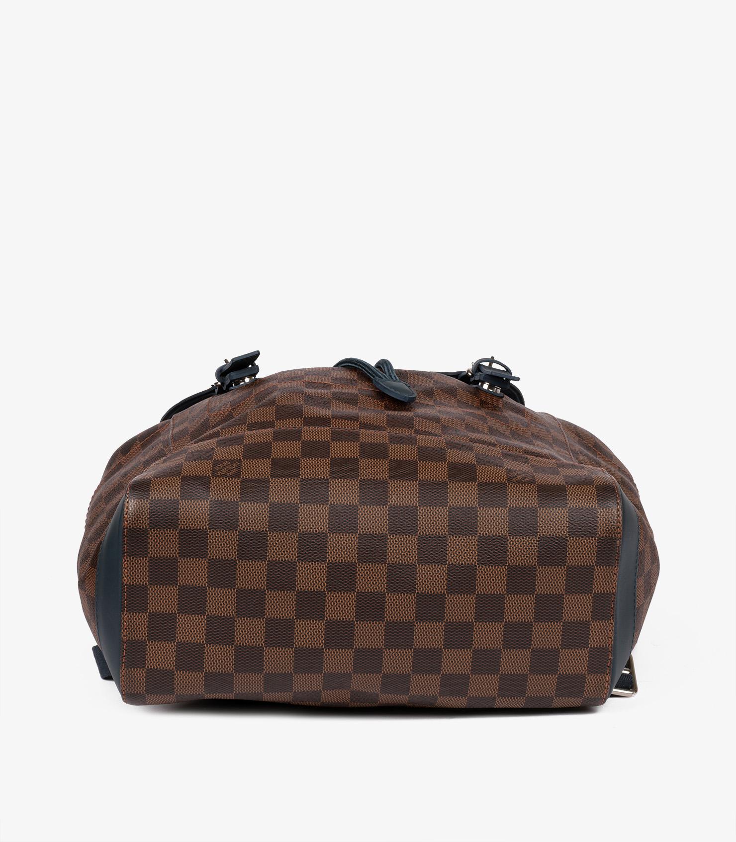 Louis Vuitton Damier Ebene Coated Canvas & Blue Calfskin Leather Runner Backpack 3