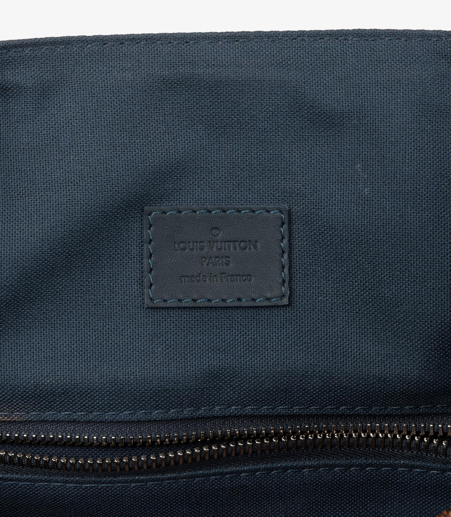 Louis Vuitton Damier Ebene Coated Canvas & Blue Calfskin Leather Runner Backpack 4