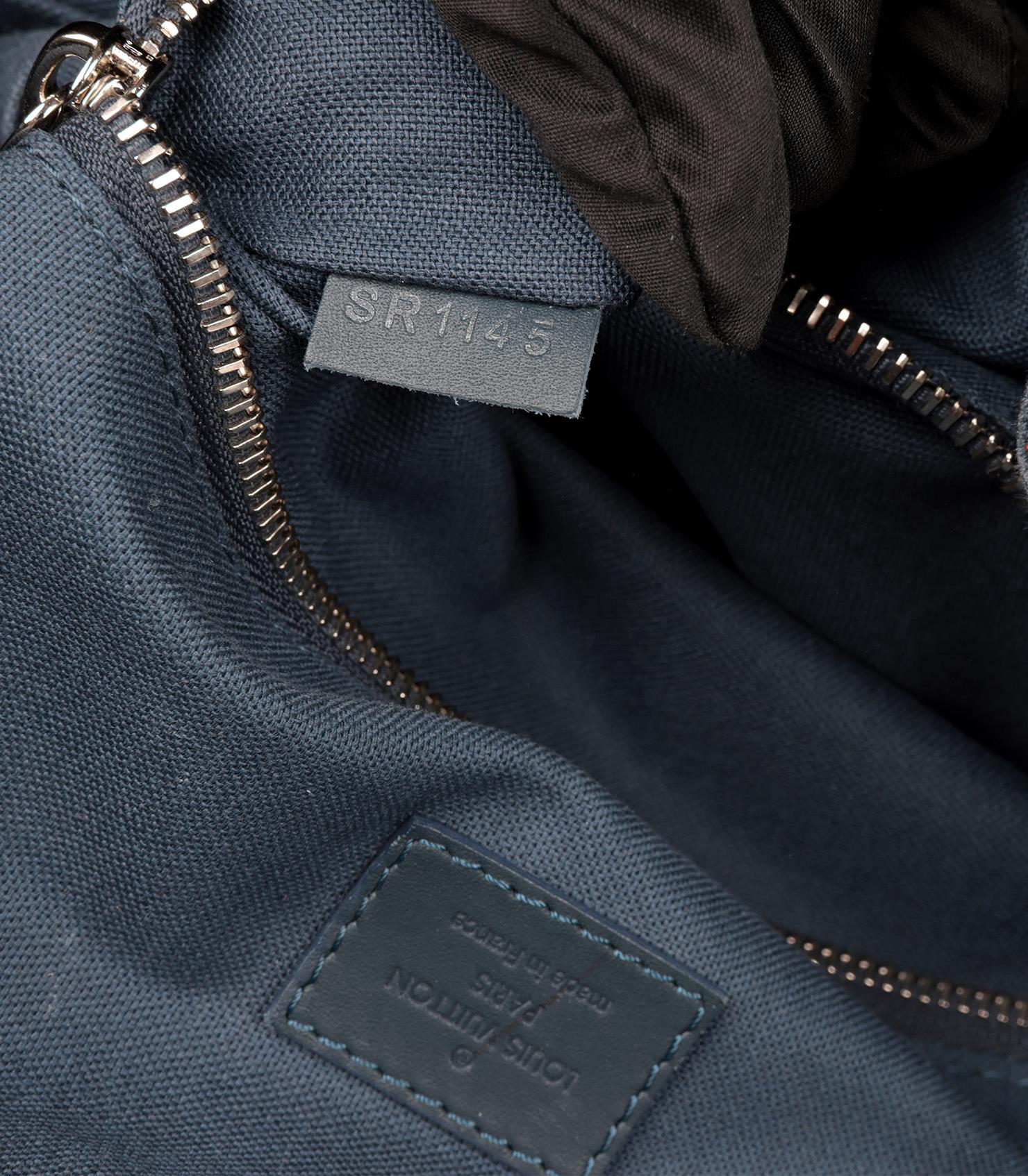 Louis Vuitton Damier Ebene Coated Canvas & Blue Calfskin Leather Runner Backpack 5