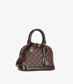 "Louis Vuitton Damier Ebene Coated Canvas & Brown Calfskin Leather Alma BB Pro