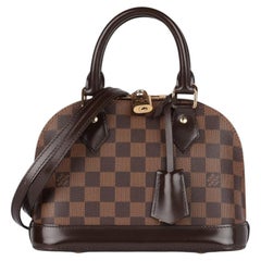 "Louis Vuitton Damier Ebene Coated Canvas & Brown Calfskin Leather Alma BB Pro