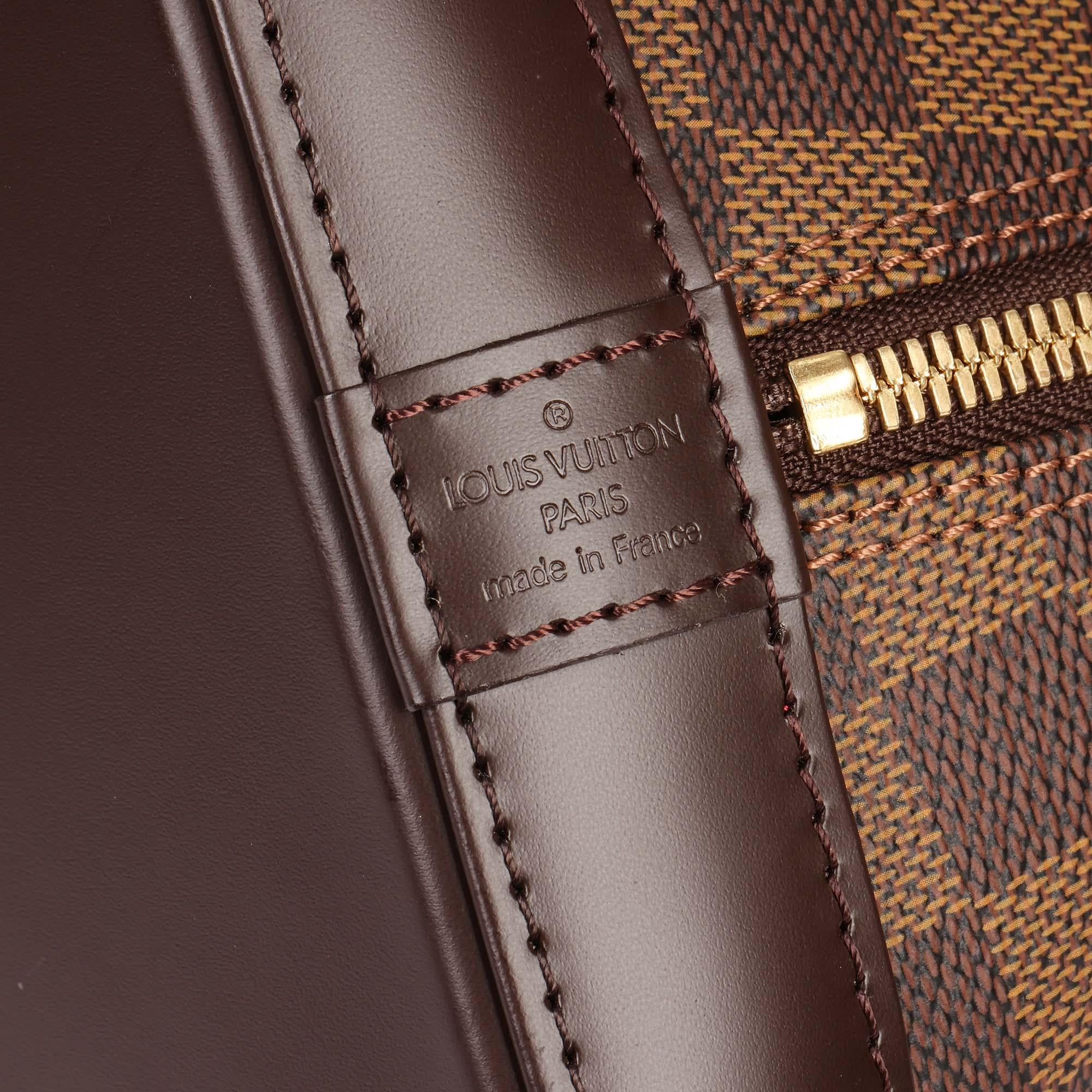 LOUIS VUITTON Damier Ebene Coated Canvas & Brown Calfskin Leather Alma PM 4