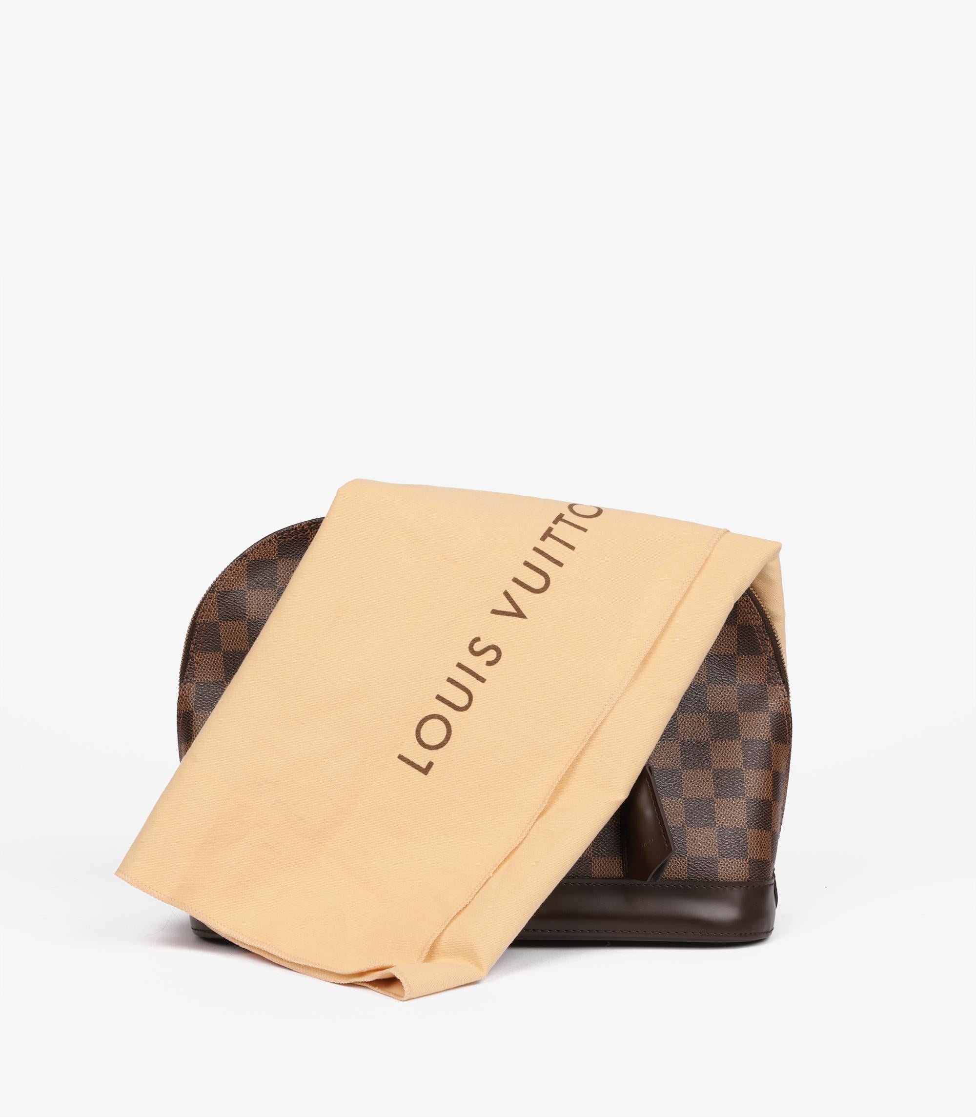 Louis Vuitton Damier Ebene Coated Canvas & Brown Calfskin Leather Alma PM For Sale 6