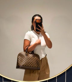 Louis Vuitton Damier Ebene Coated Canvas & braunes Kalbsleder Alma PM