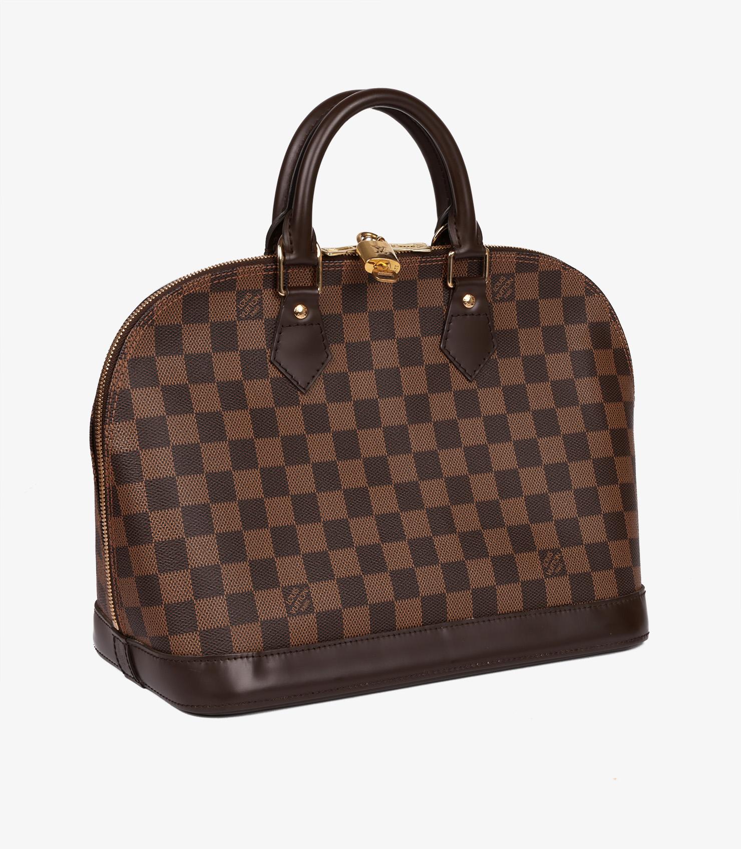 Louis Vuitton Damier Ebene Coated Canvas & Brown Calfskin Leather Alma PM In Excellent Condition For Sale In Bishop's Stortford, Hertfordshire