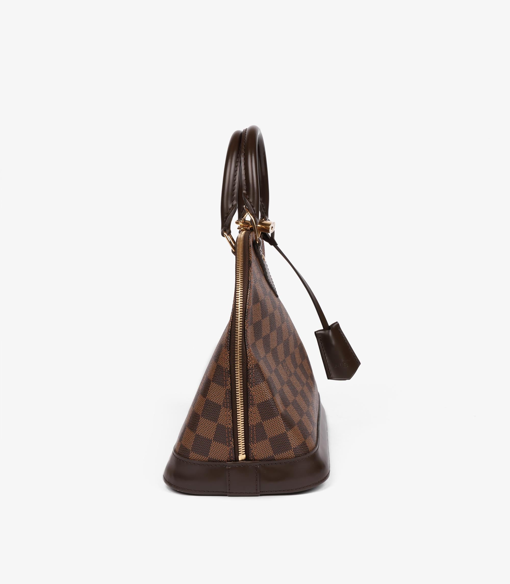 Louis Vuitton Damier Ebene Coated Canvas & Brown Calfskin Leather Alma PM In Excellent Condition For Sale In Bishop's Stortford, Hertfordshire