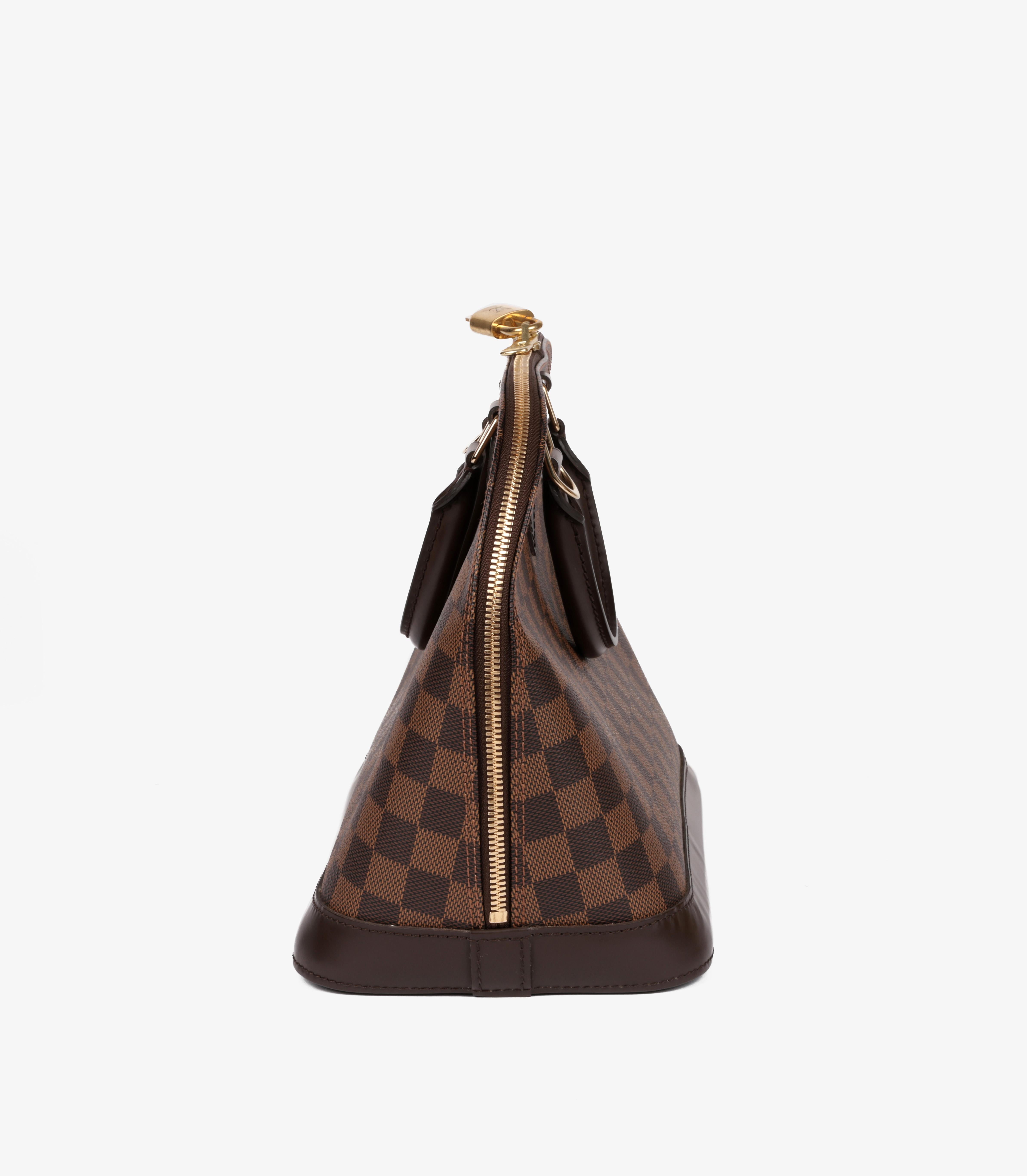 Louis Vuitton Damier Ebene Coated Canvas & Brown Calfskin Leather Alma PM For Sale 1