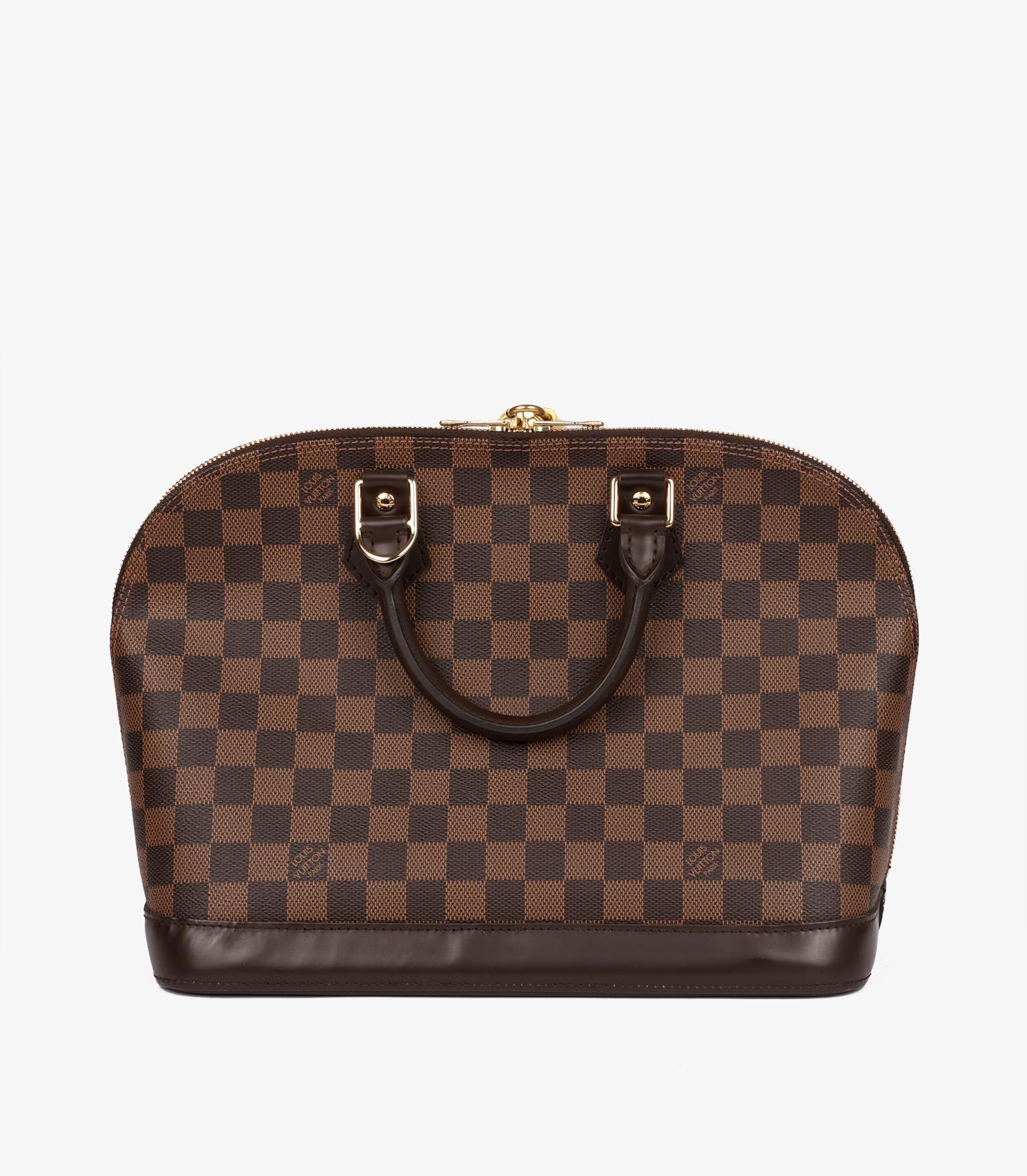 Louis Vuitton Damier Ebene Coated Canvas & Brown Calfskin Leather Alma PM For Sale 2