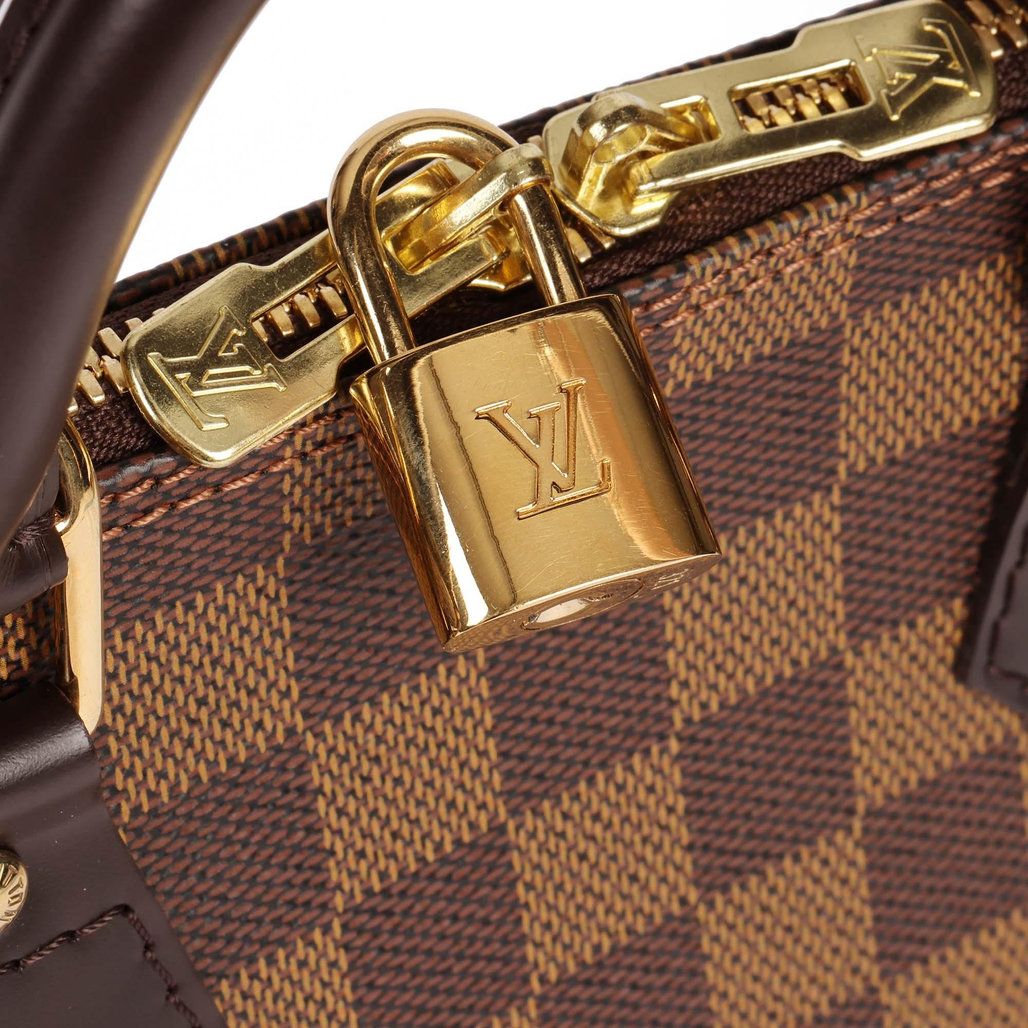 LOUIS VUITTON Damier Ebene Coated Canvas & Brown Calfskin Leather Alma PM 1