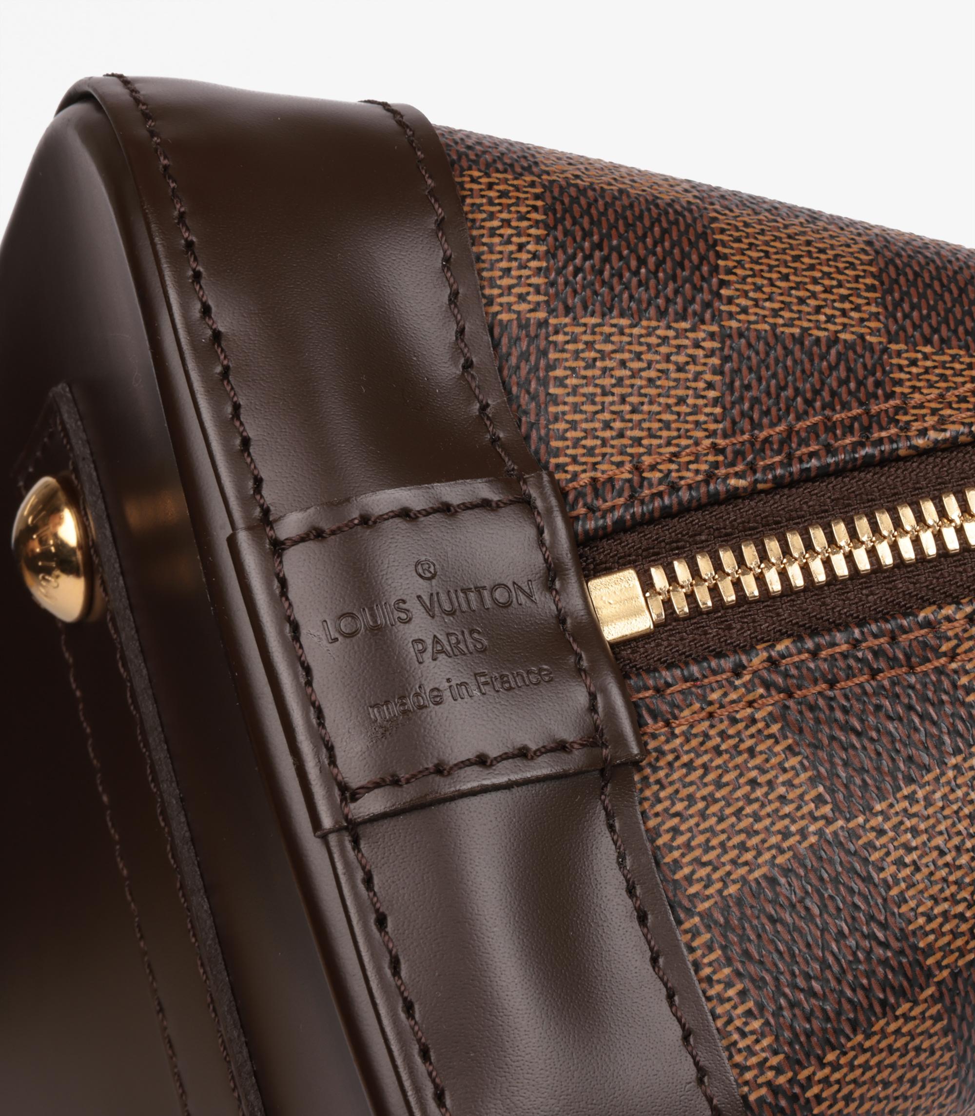 Louis Vuitton Damier Ebene Coated Canvas & Brown Calfskin Leather Alma PM For Sale 3