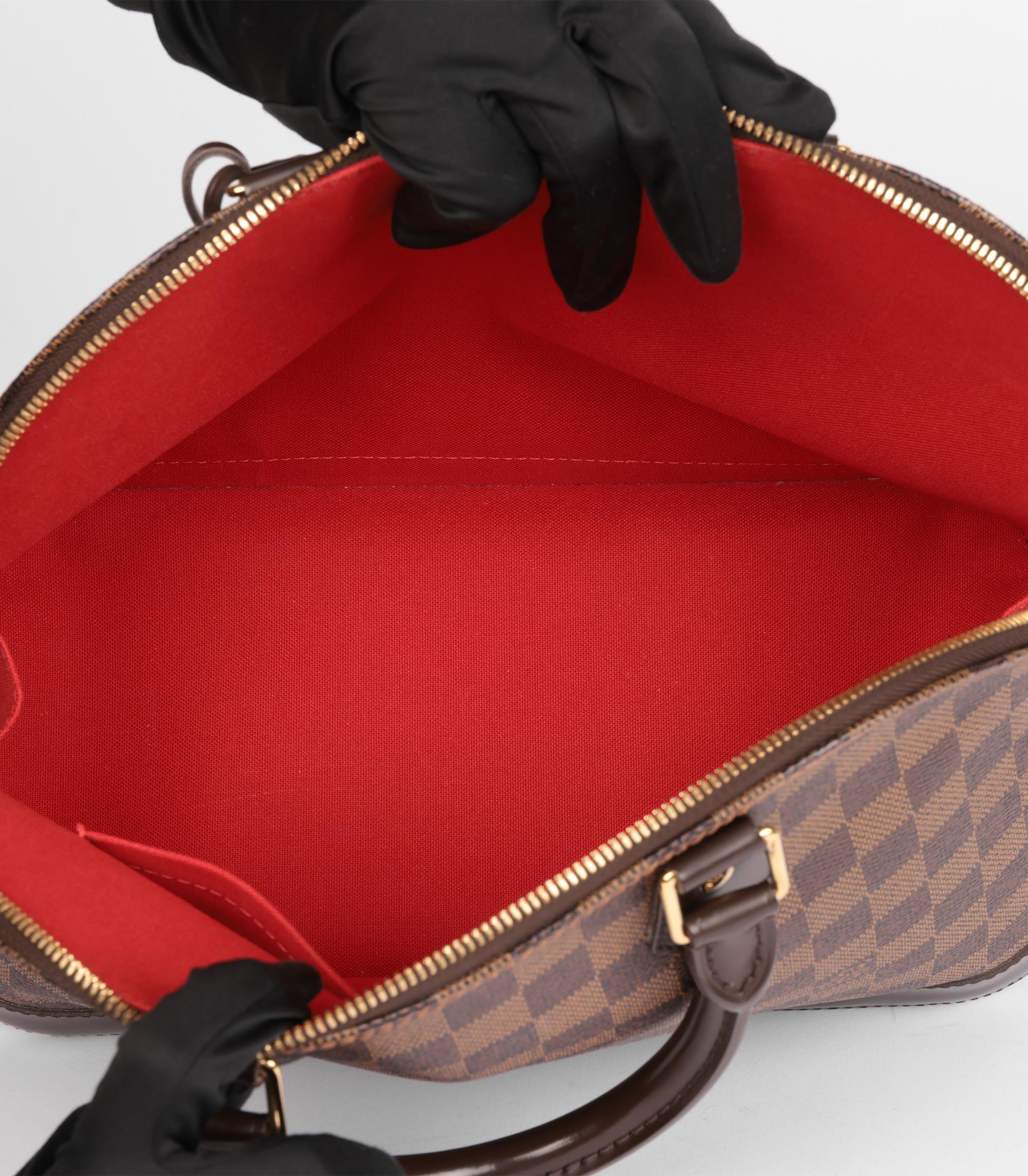Louis Vuitton Damier Ebene Coated Canvas & Brown Calfskin Leather Alma PM For Sale 4