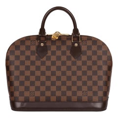 Louis Vuitton Damier Ebene Coated Canvas & Brown Calfskin Leather Alma PM