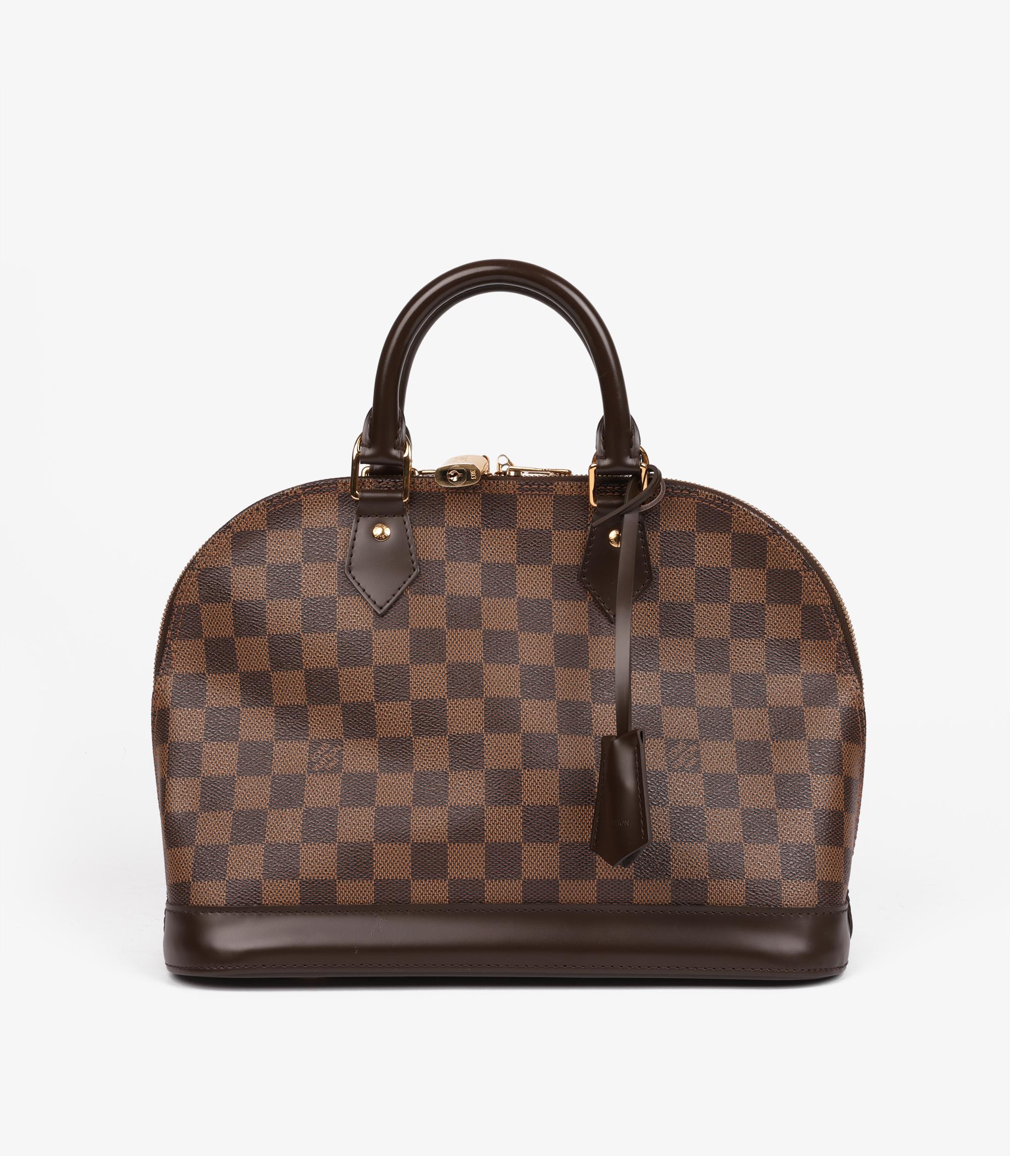 Louis Vuitton Damier Ebene Coated Canvas & Brown Calfskin Leather Alma PM For Sale