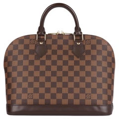 Louis Vuitton Damier Ebene Coated Canvas & braunes Kalbsleder Alma PM