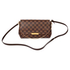 Louis Vuitton Damier Ebene Coated Canvas & Brown Calfskin Leather Favourite MM