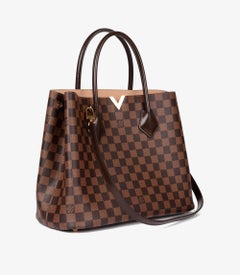 Louis Vuitton Damier Ebene Coated Canvas & Brown Calfskin Leather Kensington